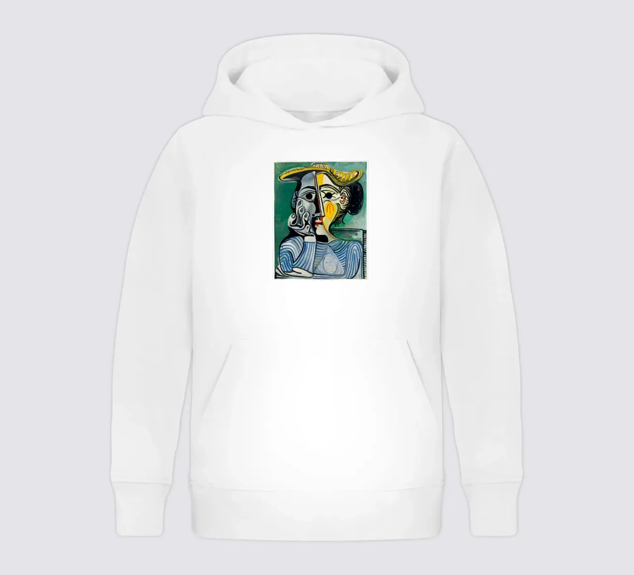 Donna con cappello ispirata a Picasso - Ritratto cubista iconico felpa bambino con cappuccio da homdeco