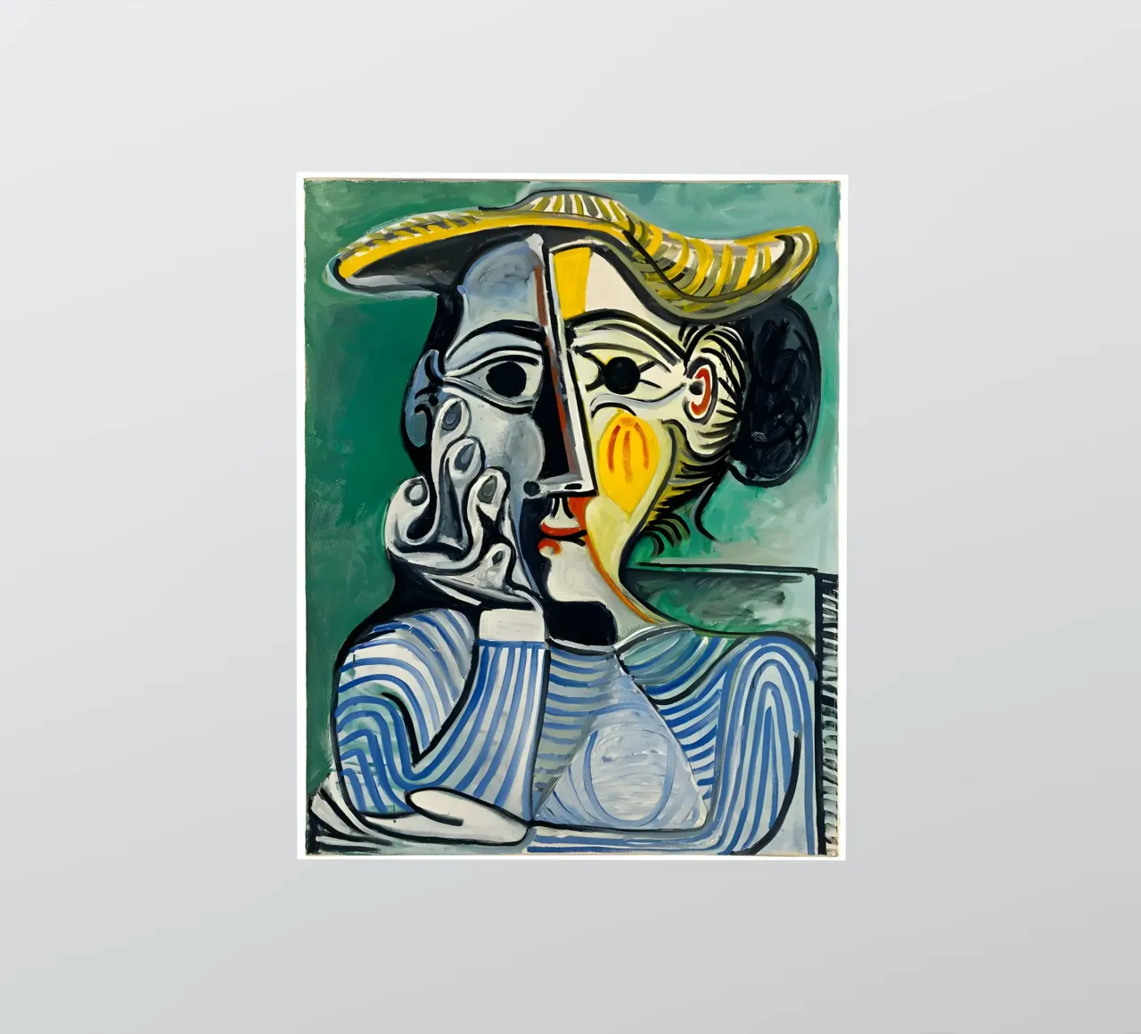 Picasso Inspired Woman in Hat - Iconic Cubist Portrait sticker by homdeco
