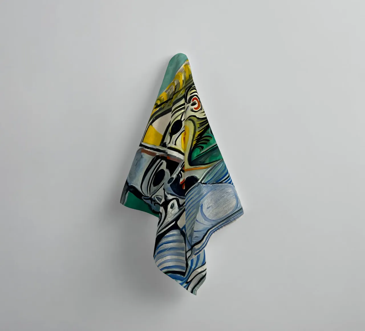 Donna con cappello ispirata a Picasso - Ritratto cubista iconico asciugamano da bagno da homdeco