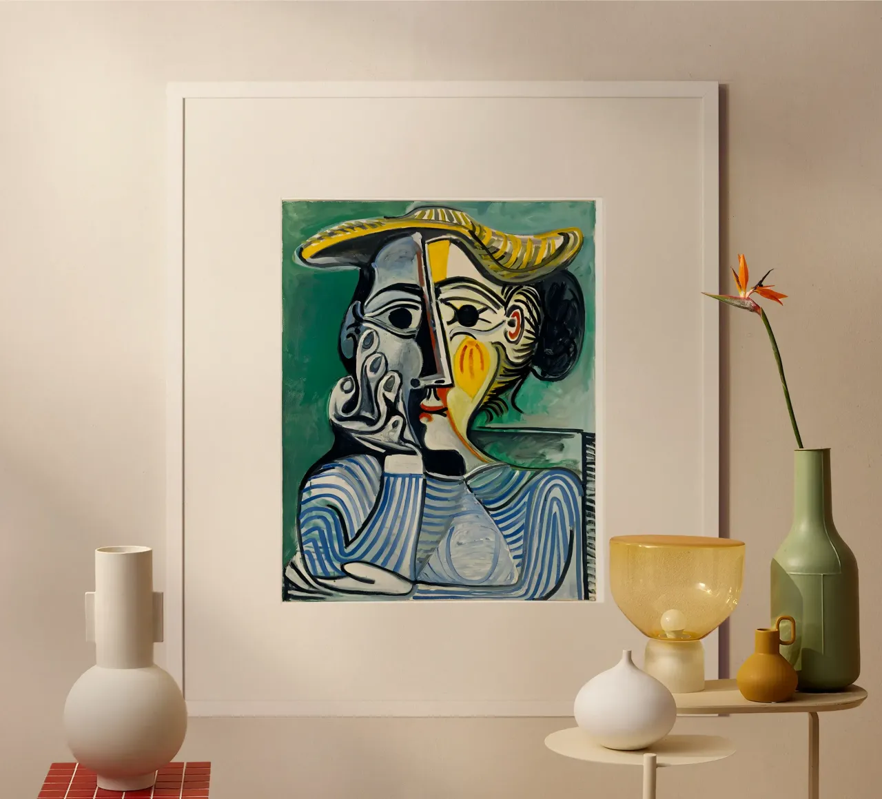 Donna con cappello ispirata a Picasso - Ritratto cubista iconico carta hahnemühle da homdeco