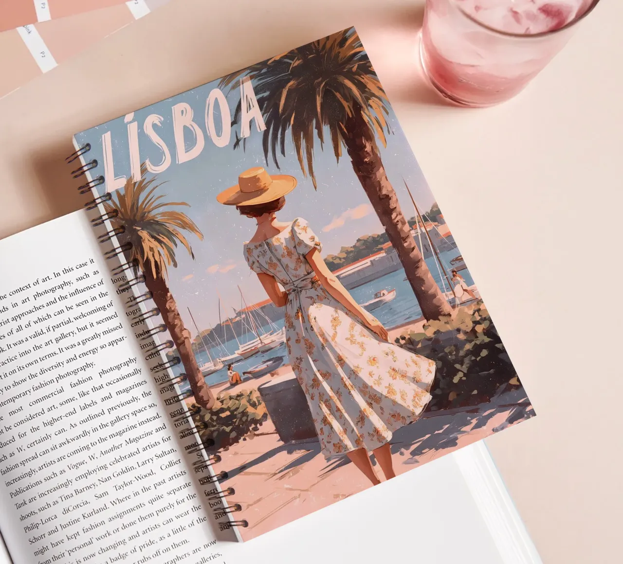 Lisbon vintage art spiral notebook by Vintage Travel Art