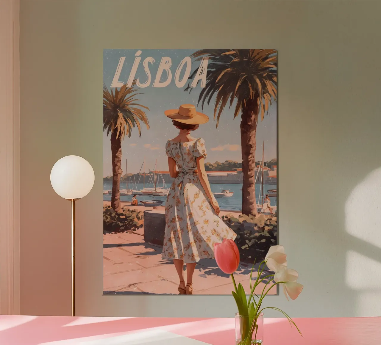 Lisbon vintage art alu-dibond by Vintage Travel Art