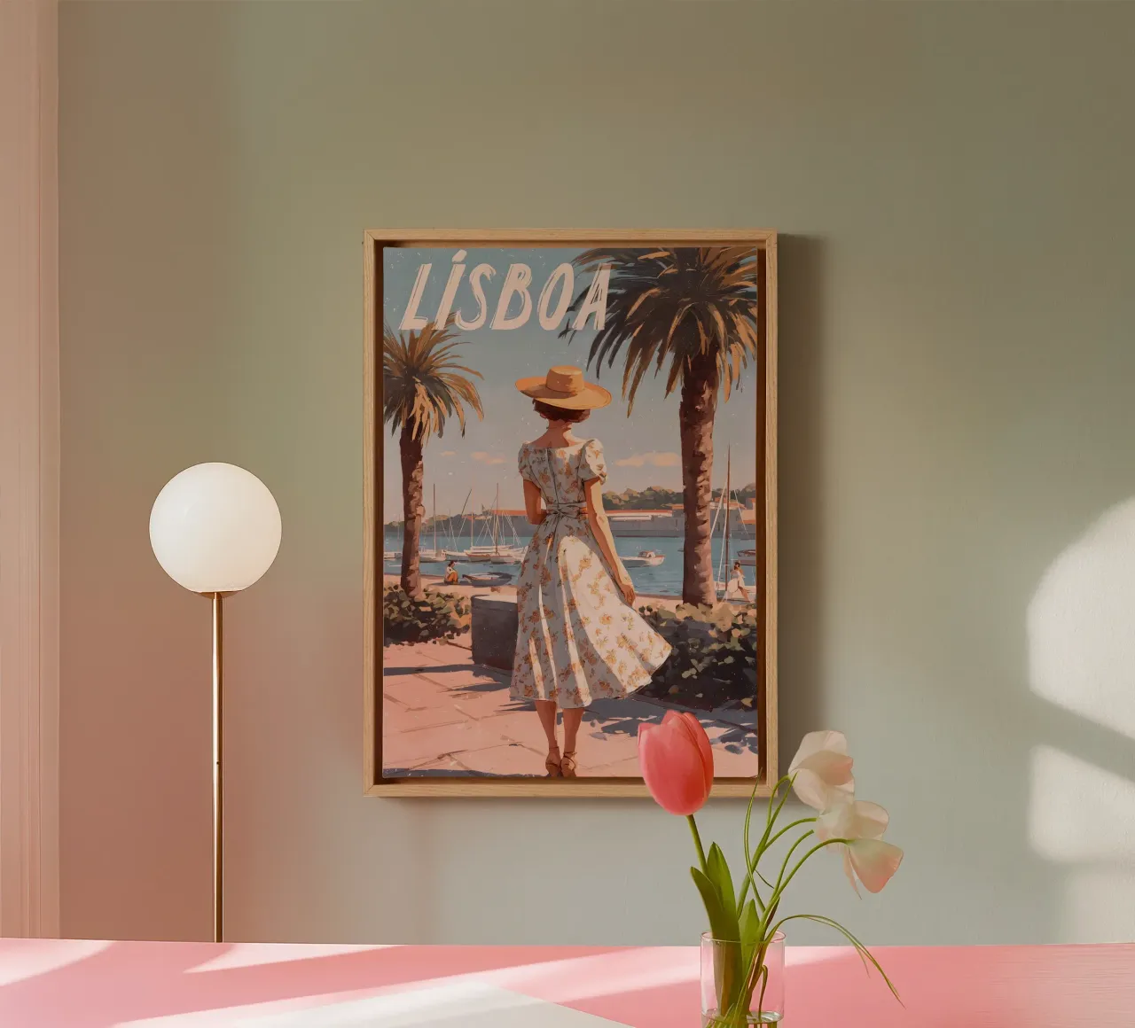 Lisbon vintage art canvas by Vintage Travel Art
