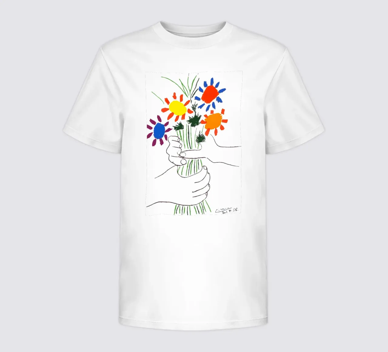Picasso Bouquet of Peace - Vibrant Abstract Floral Print kids t-shirt by homdeco