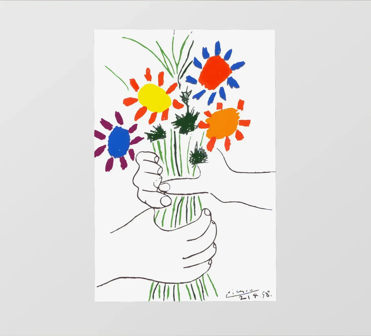 Picasso Boeket van Vrede - Levendige Abstracte Bloemenprint fotobehang van homdeco