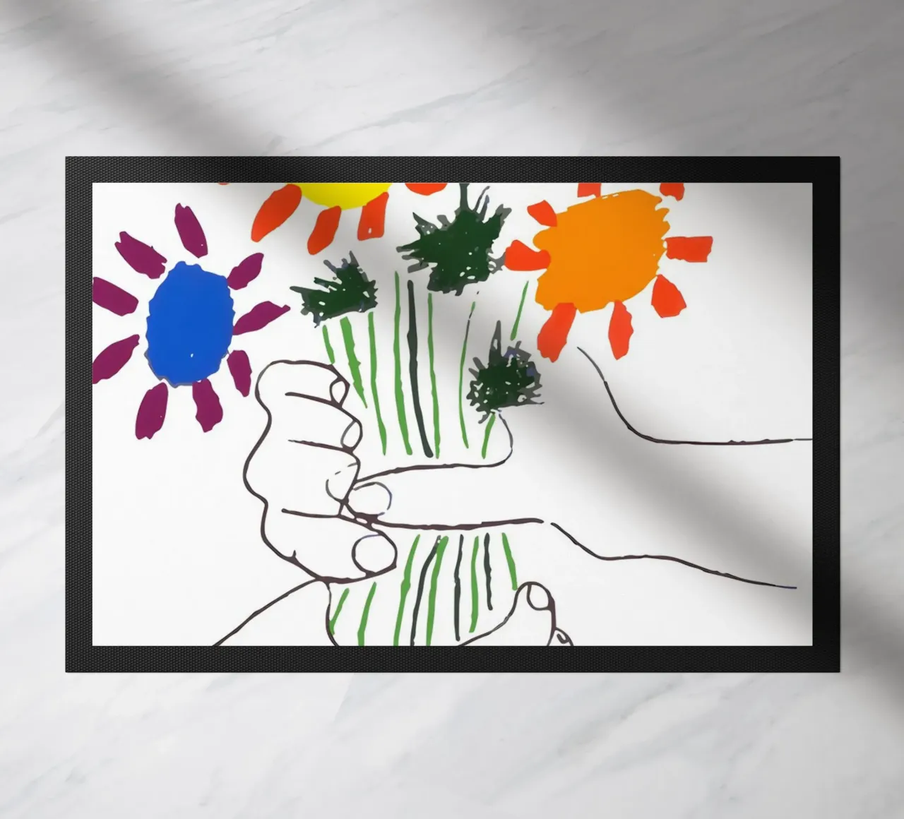 Picasso Bouquet of Peace - Vibrante stampa floreale astratta zerbino da homdeco