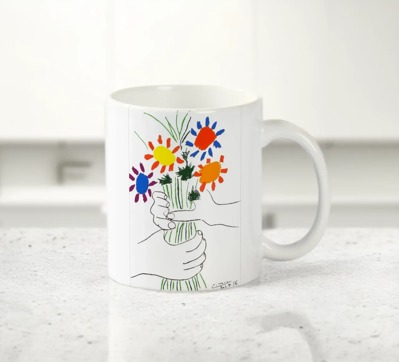 Picasso Boeket van Vrede - Levendige Abstracte Bloemenprint keramische mok van homdeco