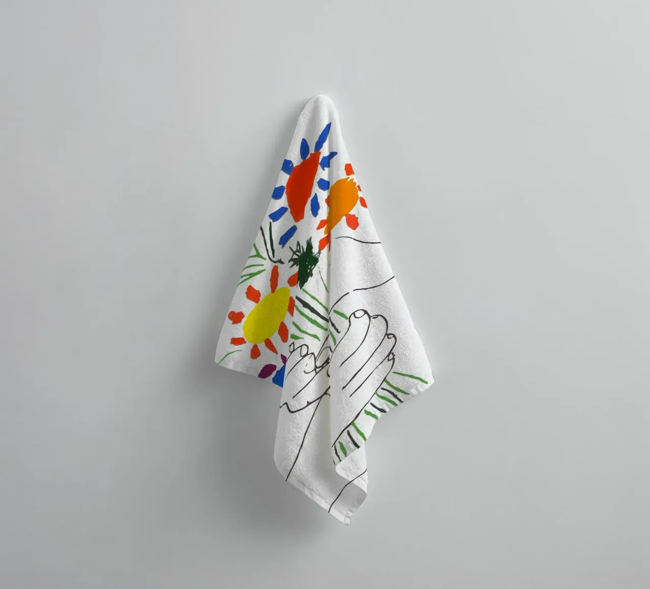 Picasso Boeket van Vrede - Levendige Abstracte Bloemenprint badhanddoek van homdeco