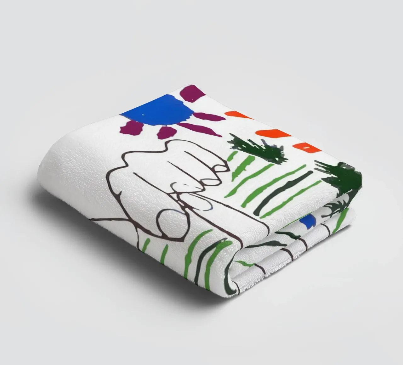 Picasso Boeket van Vrede - Levendige Abstracte Bloemenprint badhanddoek van homdeco