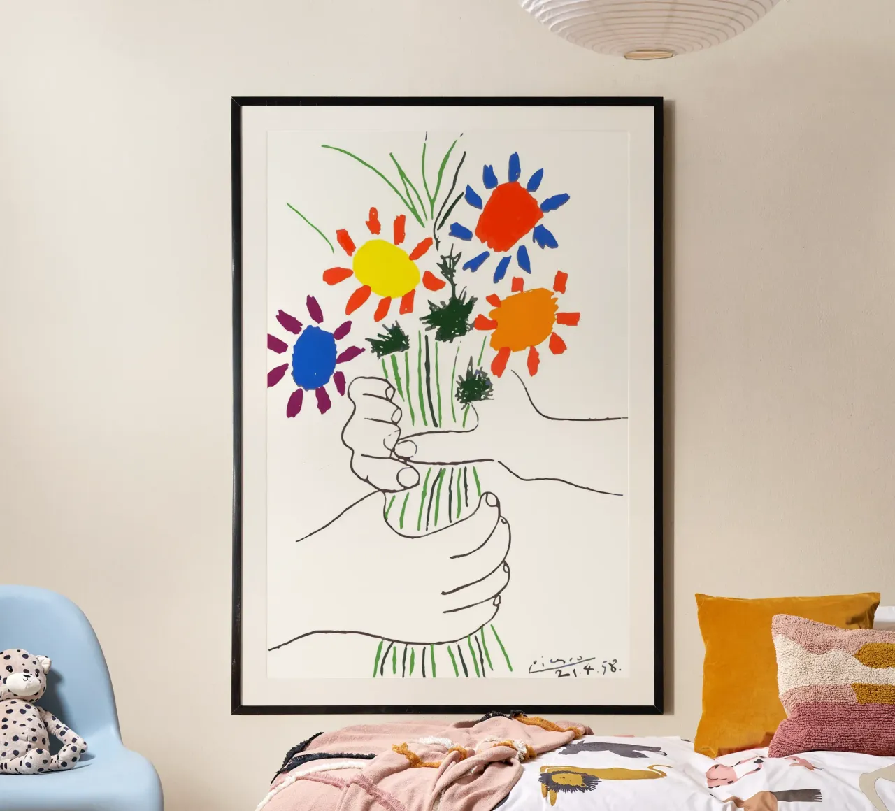 Picasso Bouquet of Peace - Vibrant Abstract Floral Print hahnemühle by homdeco