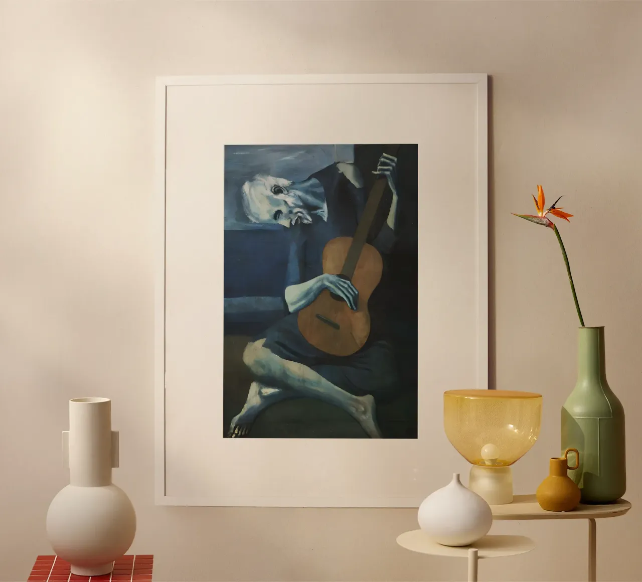 Picasso vieux guitariste aveugle - Chef-d'oeuvre de la période bleue poster de homdeco