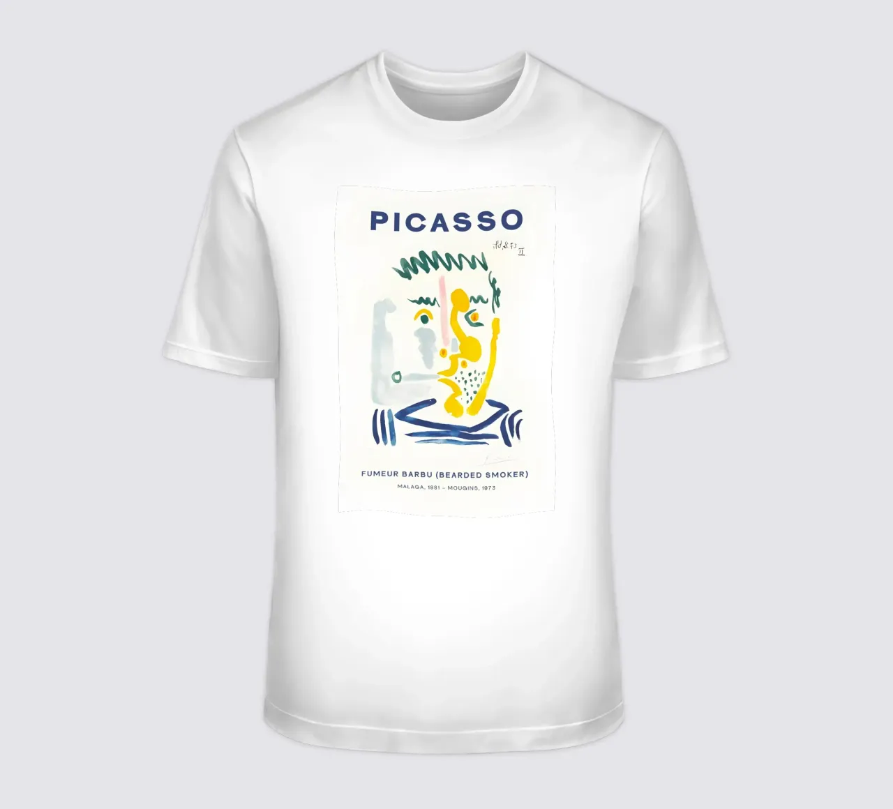 Picasso Bebaarde Roker - Abstract expressionistische print t-shirt van homdeco