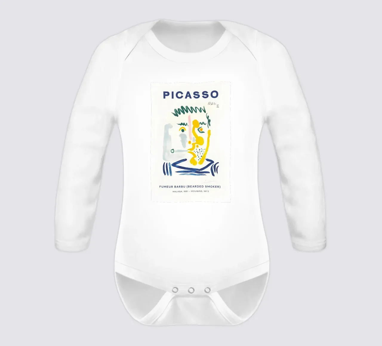 Picasso Bebaarde Roker - Abstract expressionistische print babyrompertje lange mouwen van homdeco