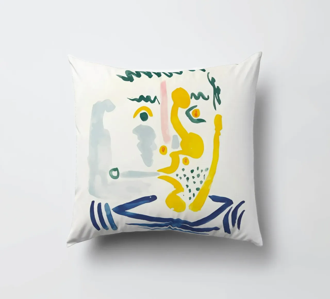 Picasso Bearded Smoker - Abstract Expressionist Print decorative cushion by homdeco