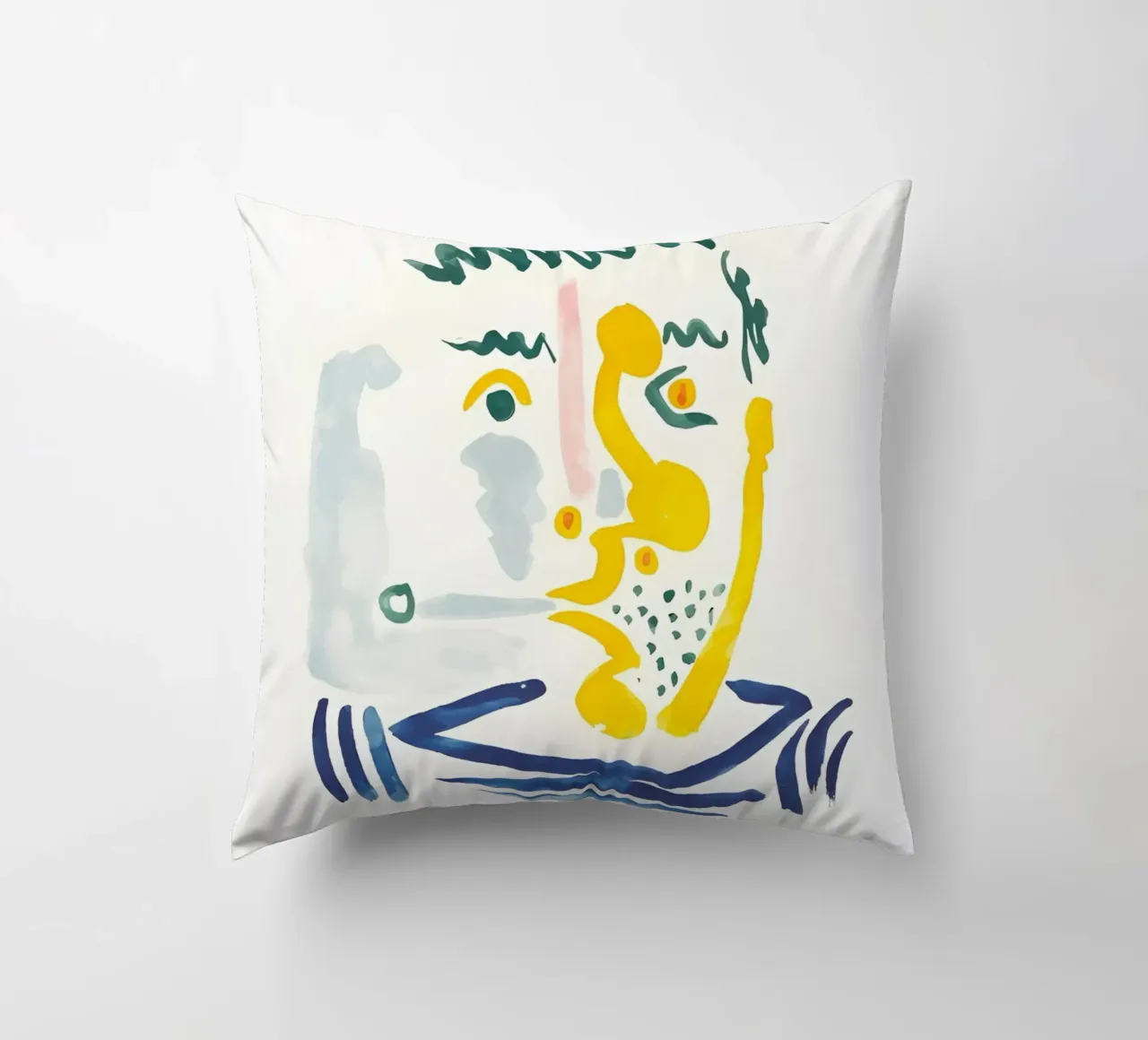 Picasso Bearded Smoker - Abstract Expressionist Print decorative cushion by homdeco