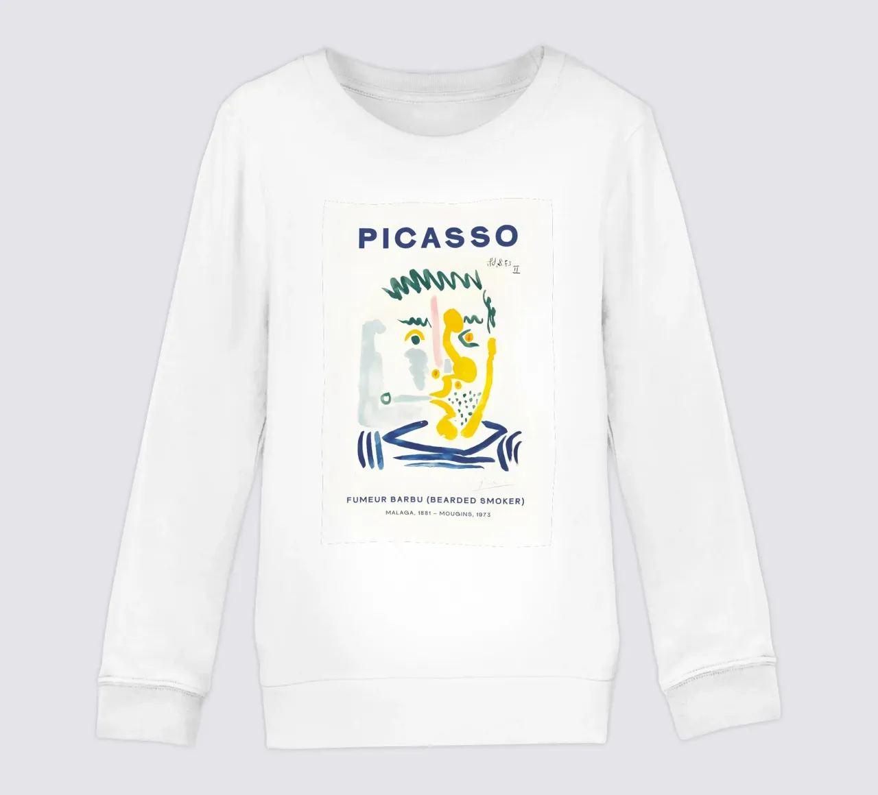 Picasso Bearded Smoker - Abstract Expressionist Print kids sweatshirt by homdeco