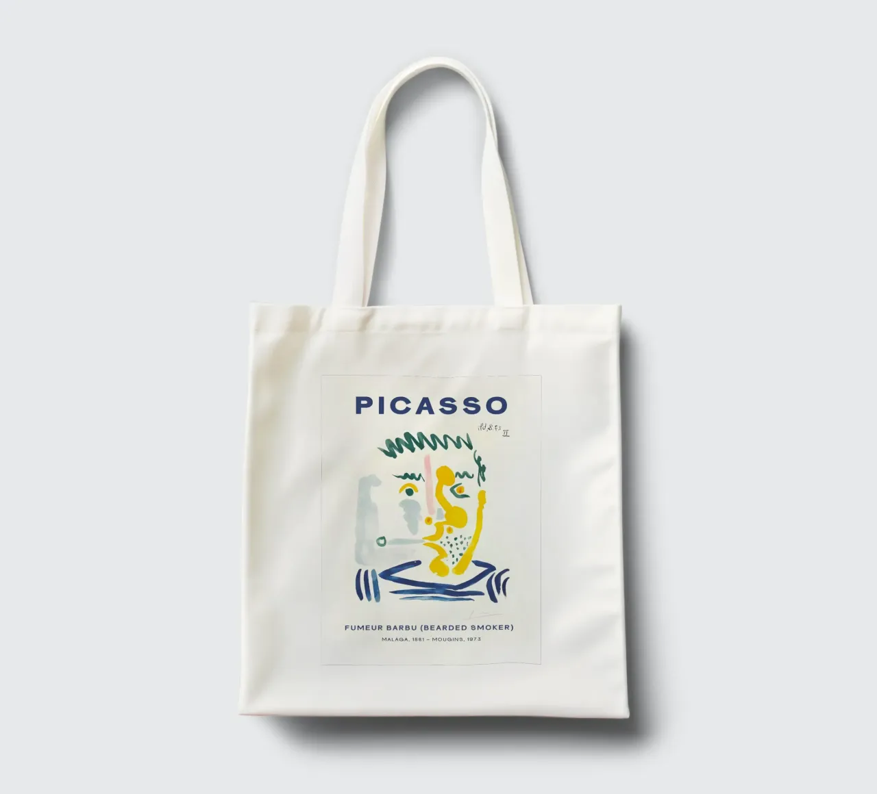 Picasso Bebaarde Roker - Abstract expressionistische print jute draagtas van homdeco