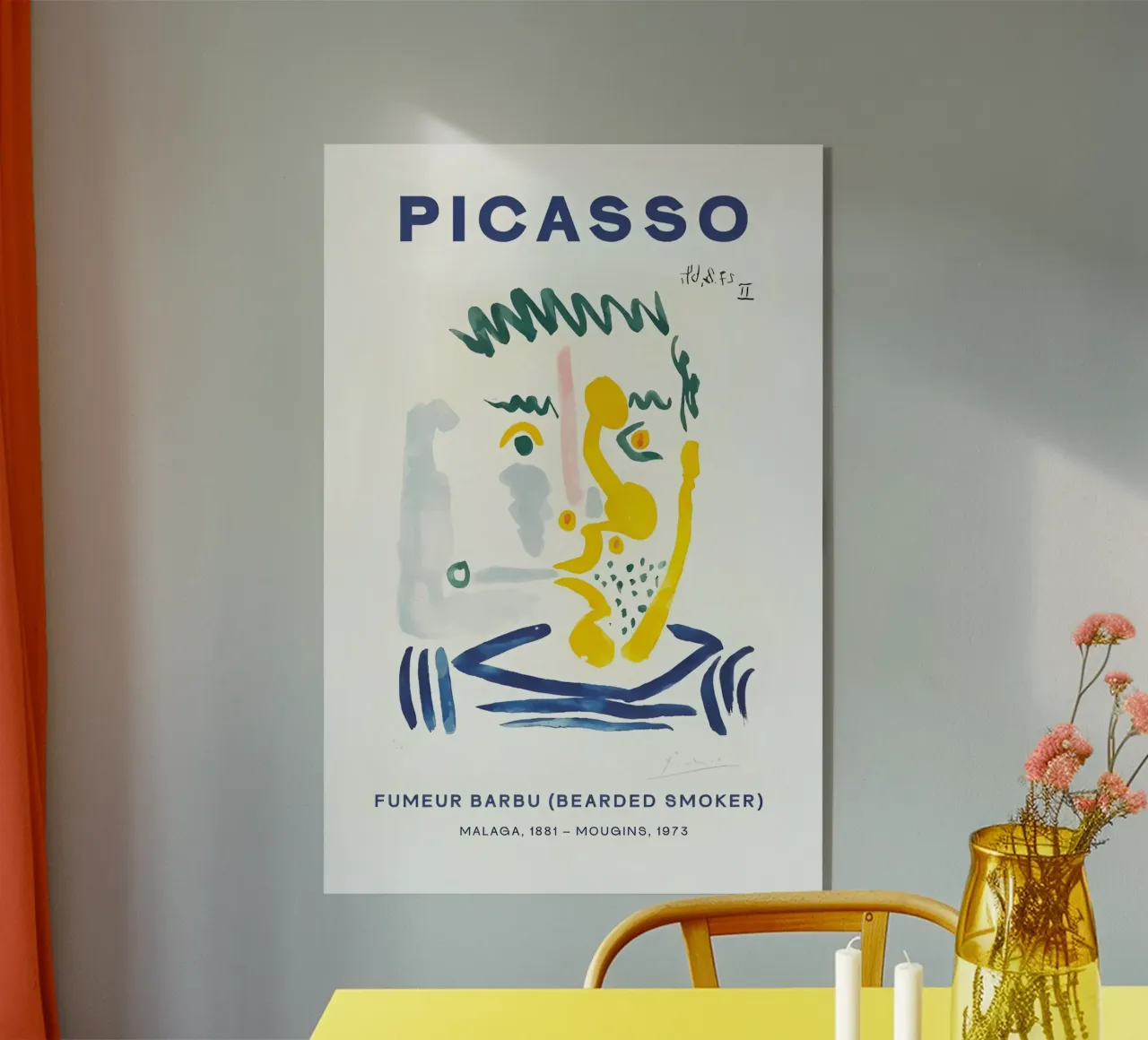 Picasso Bebaarde Roker - Abstract expressionistische print acryl van homdeco