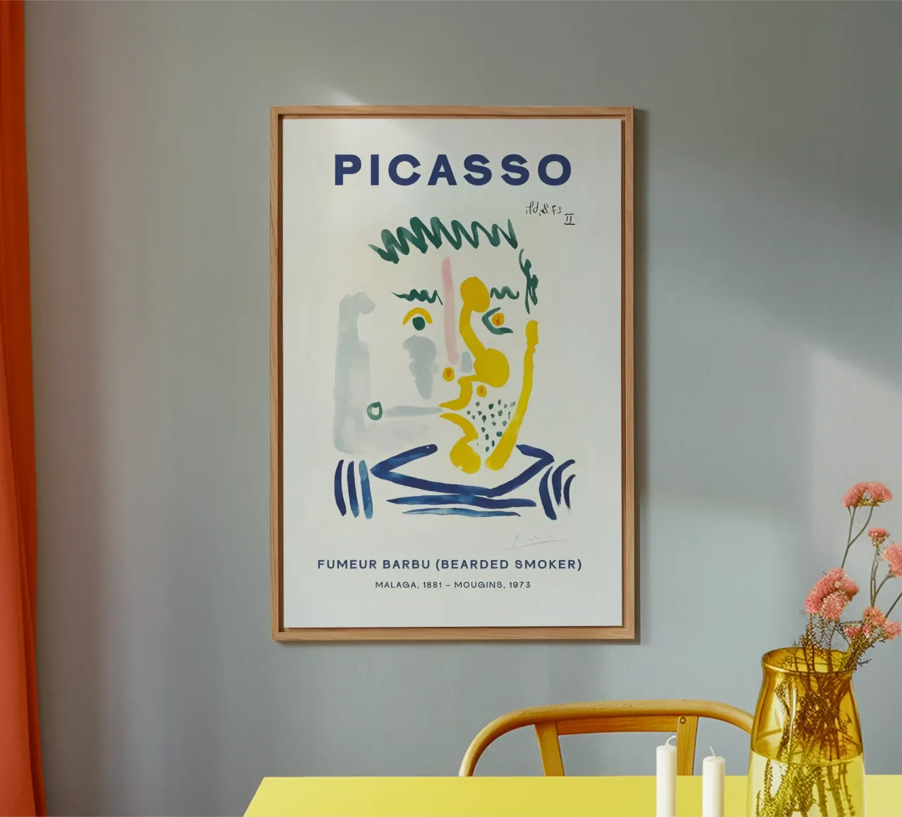Picasso Bearded Smoker - Abstract Expressionist Print alu-dibond by homdeco