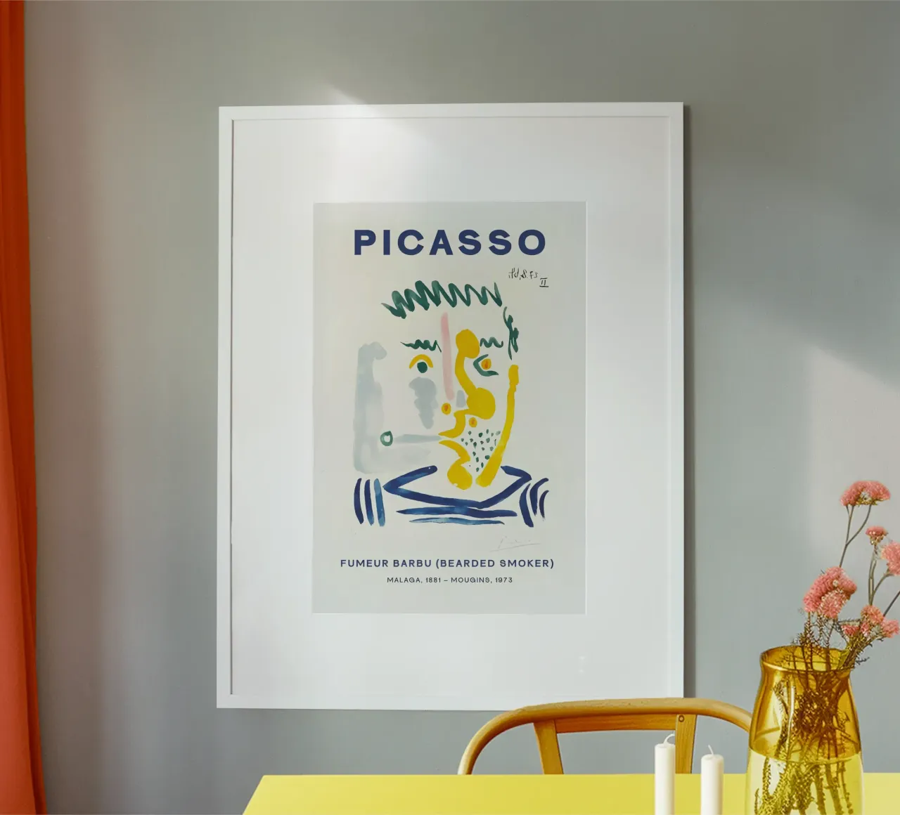 Picasso Bärtiger Raucher - Abstrakter Expressionist Druck Poster von homdeco