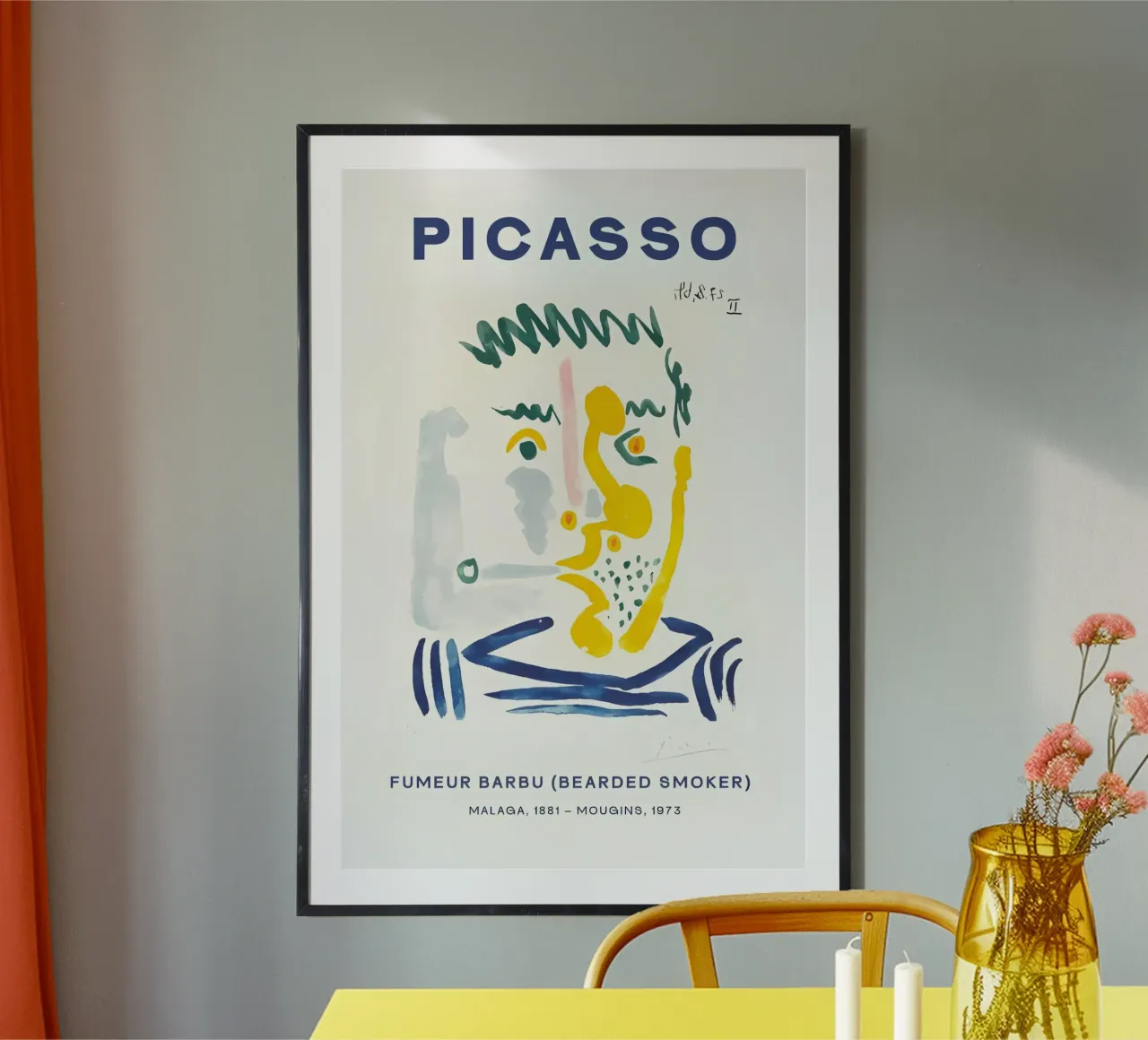 Picasso Bärtiger Raucher - Abstrakter Expressionist Druck Poster von homdeco