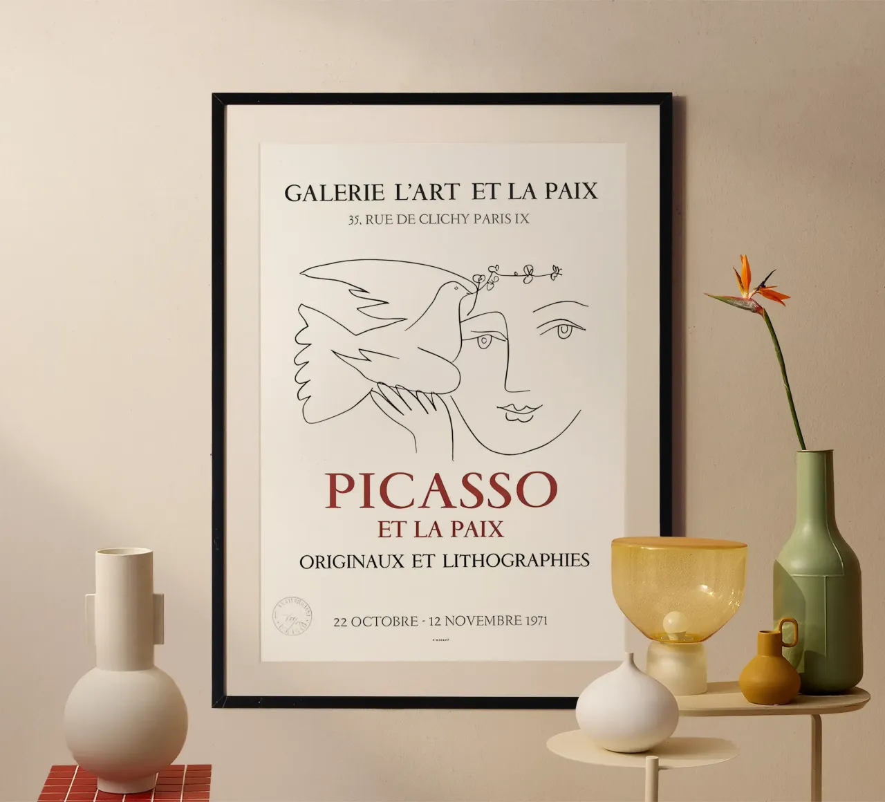 Picasso Colomba e donna della pace - Galleria d'Arte e Pace 1971 poster da homdeco