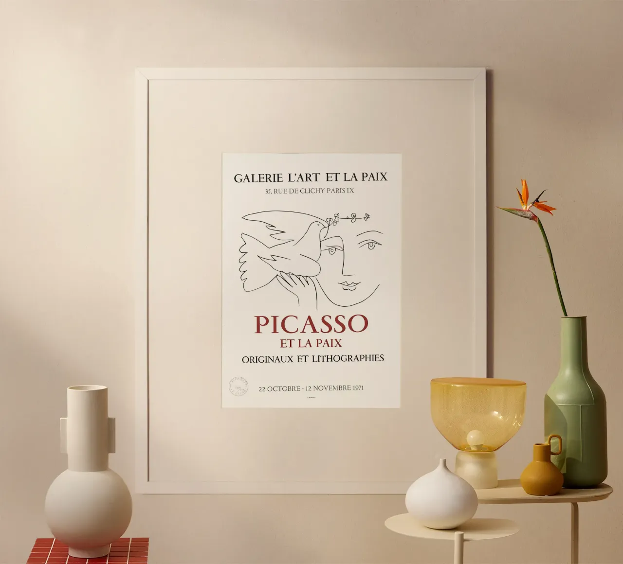 Picasso Colomba e donna della pace - Galleria d'Arte e Pace 1971 poster da homdeco
