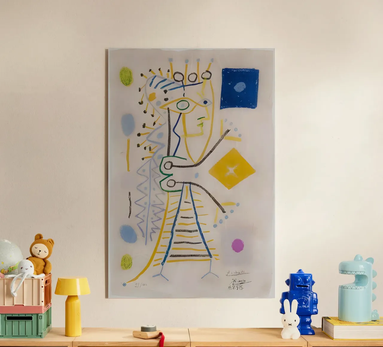 Picasso Abstracte compositie 1958 - Avant-Garde Moderne Kunst acryl van homdeco