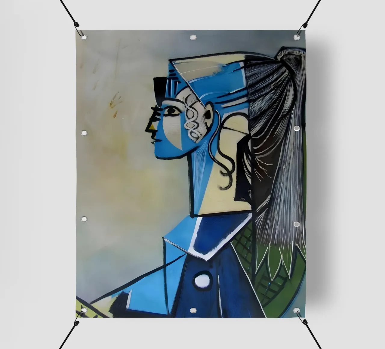 Profilo di donna ispirato a Picasso - Ritratto astratto geometrico telo in pvc da homdeco
