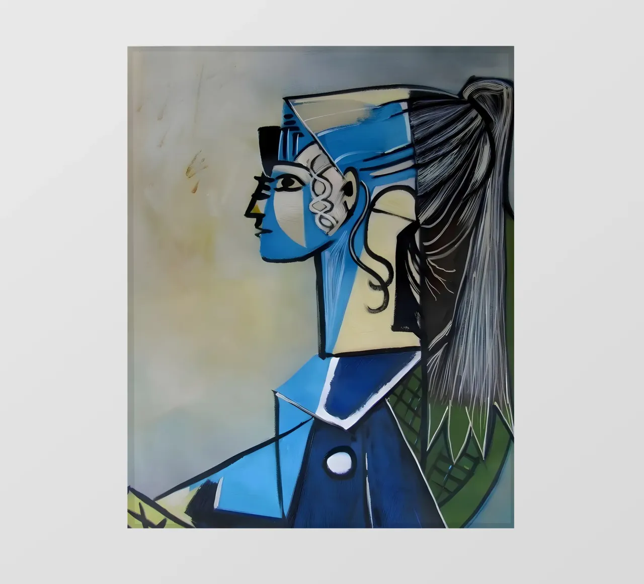 Profilo di donna ispirato a Picasso - Ritratto astratto geometrico telo in pvc da homdeco