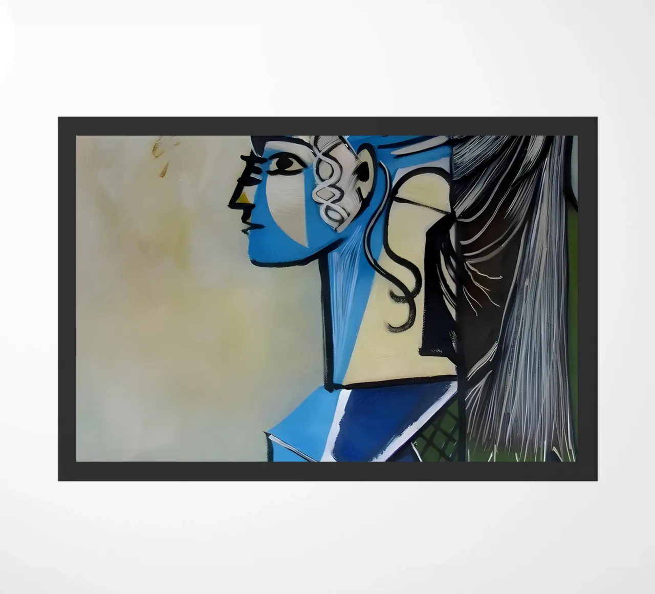 Profilo di donna ispirato a Picasso - Ritratto astratto geometrico zerbino da homdeco