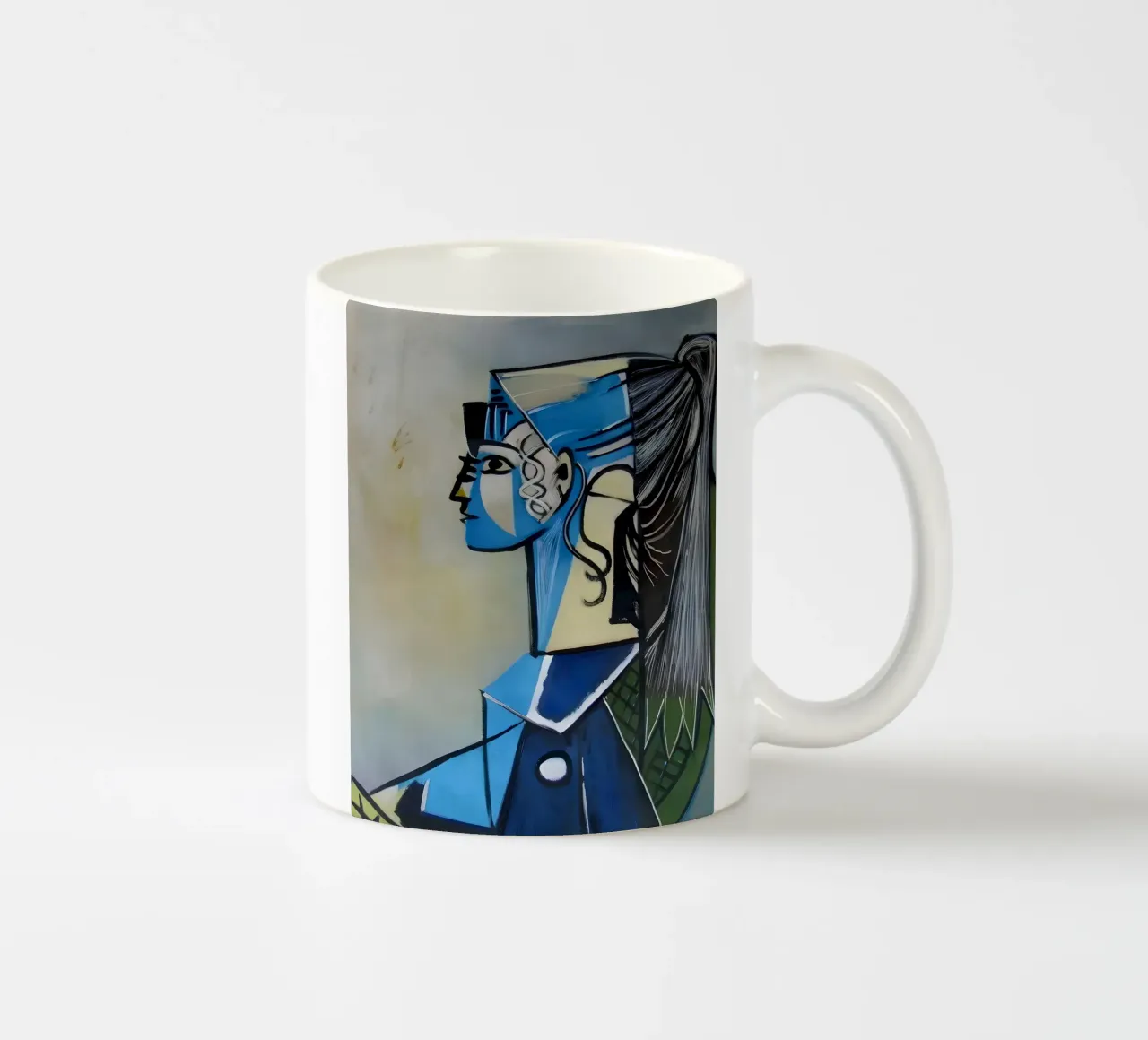 Profilo di donna ispirato a Picasso - Ritratto astratto geometrico tazza in ceramica da homdeco