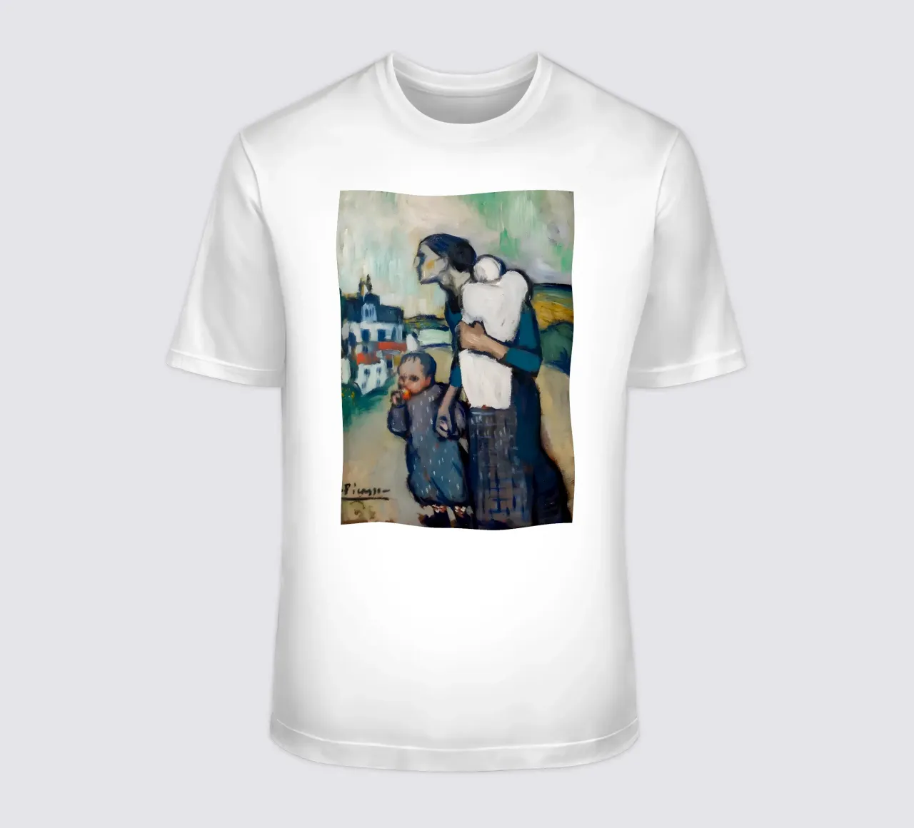 Madre e figli ispirati a Picasso - Echi del periodo blu t-shirt da homdeco