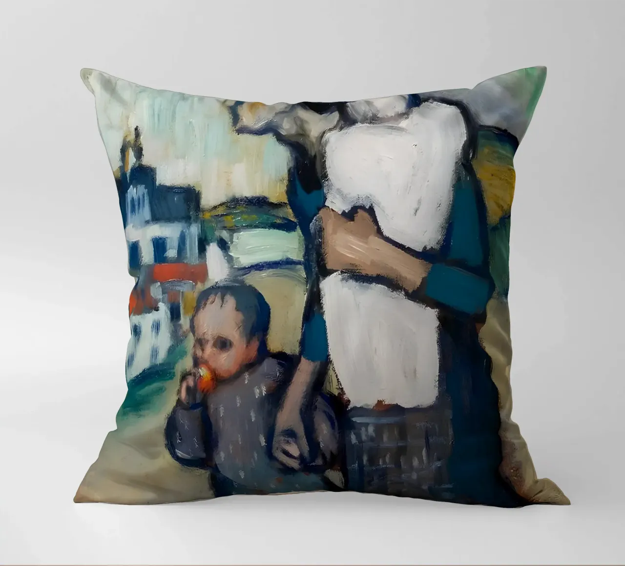 Madre e figli ispirati a Picasso - Echi del periodo blu cuscino da homdeco