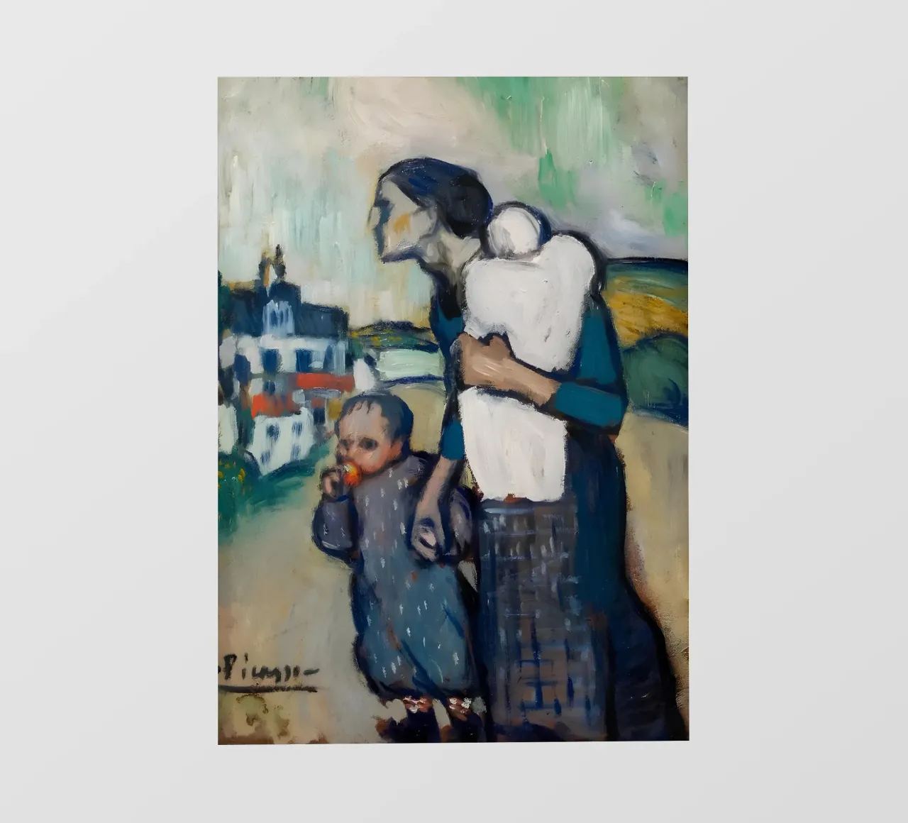 Madre e figli ispirati a Picasso - Echi del periodo blu pellicola backlit da homdeco