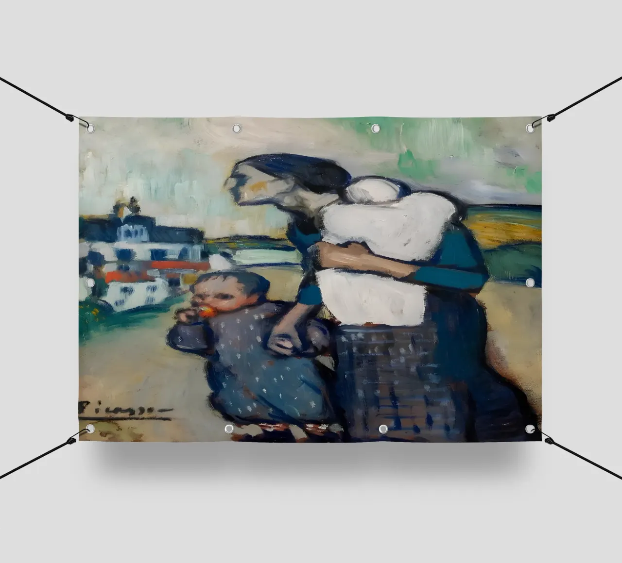 Madre e figli ispirati a Picasso - Echi del periodo blu telo in pvc da homdeco