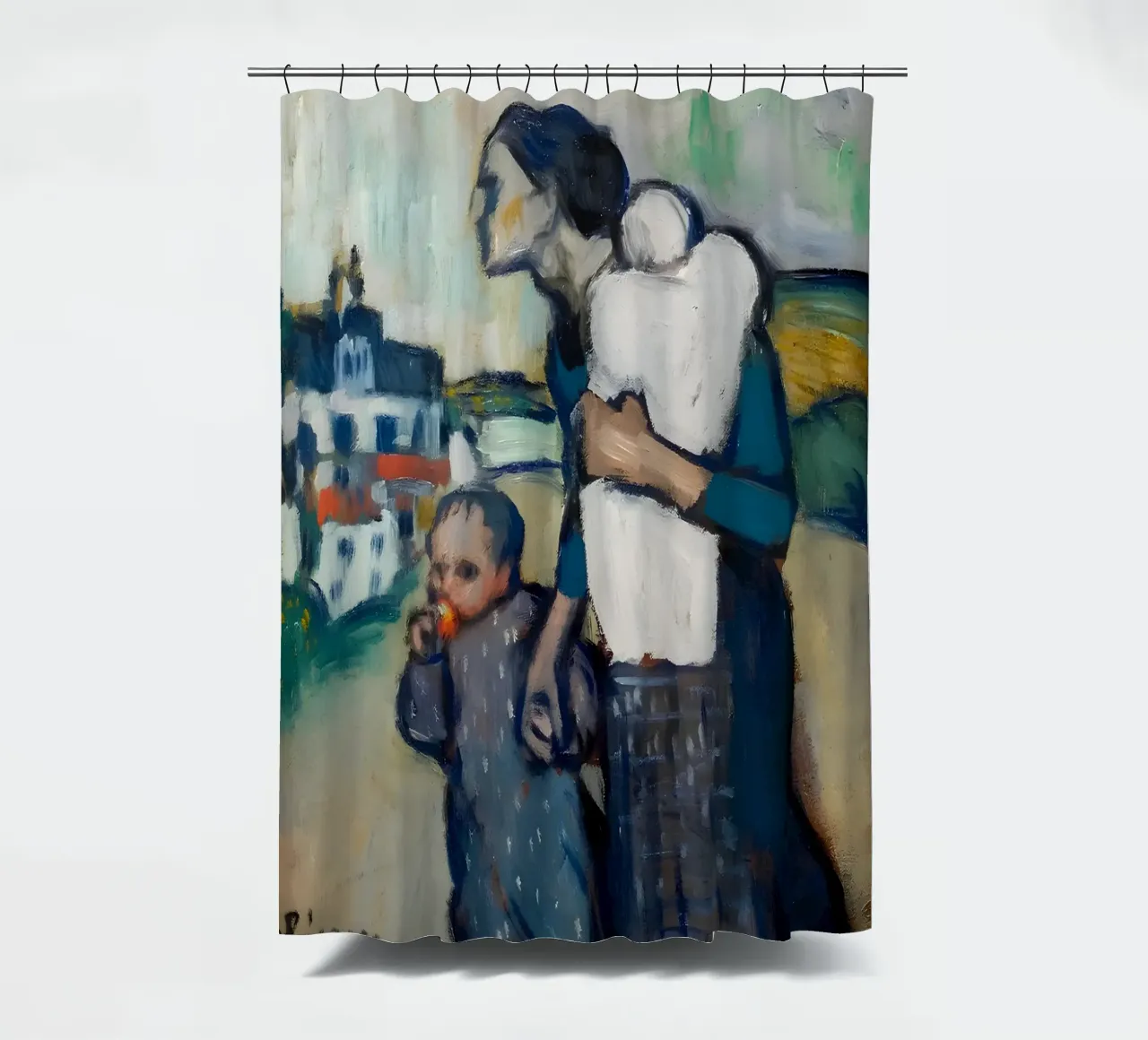Madre e figli ispirati a Picasso - Echi del periodo blu tenda da doccia da homdeco
