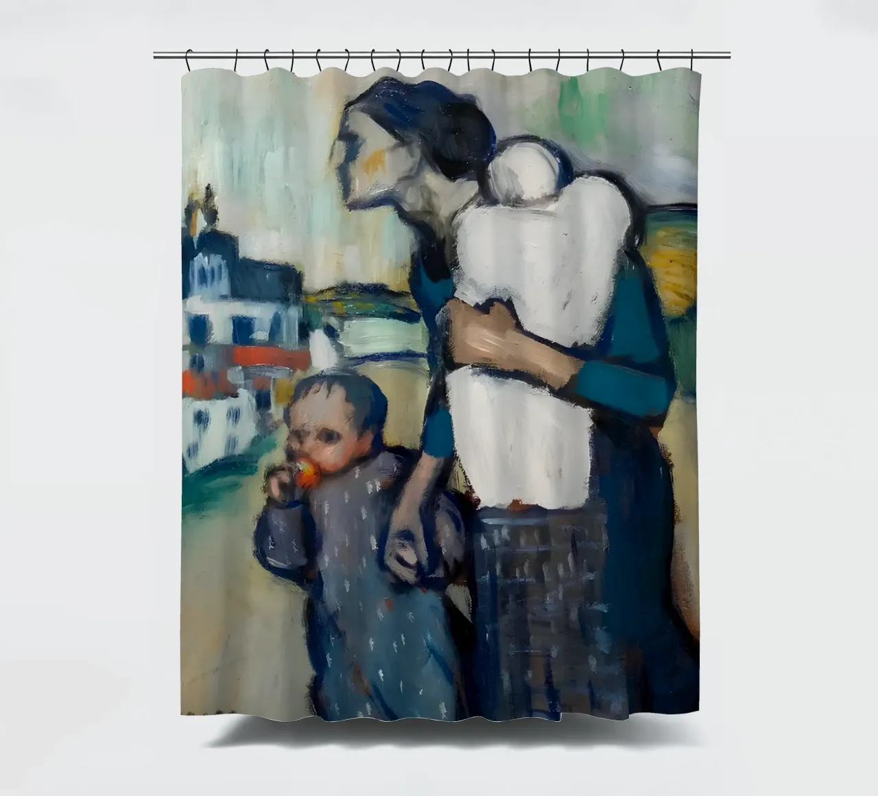 Madre e figli ispirati a Picasso - Echi del periodo blu tenda da doccia da homdeco