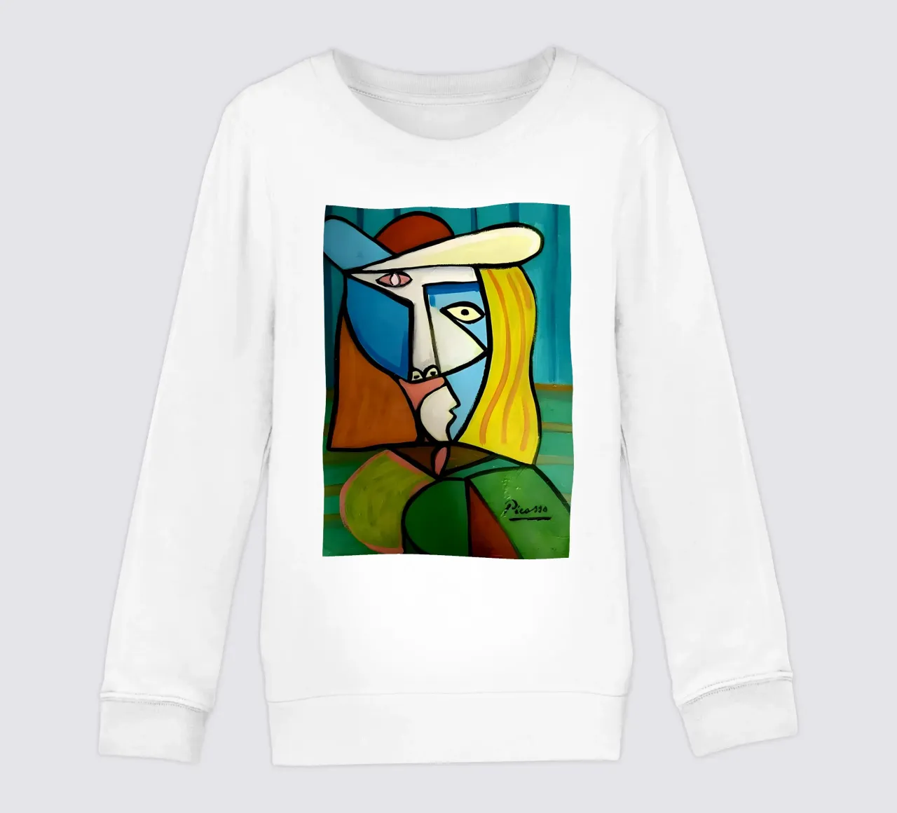 Donna con cappello ispirata a Picasso - Audace ritratto cubista felpa bambino da homdeco