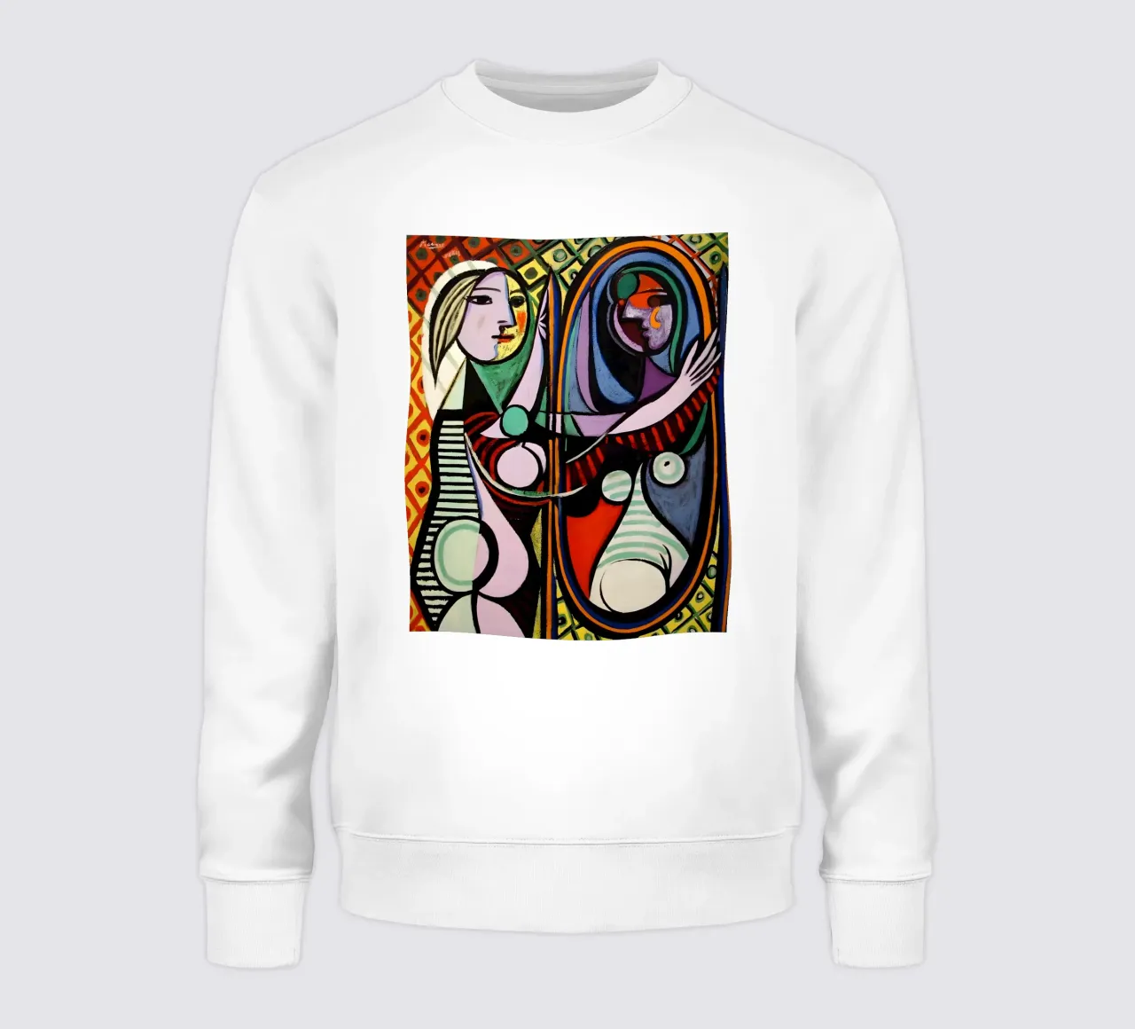 Femme devant le miroir inspirée par Picasso - Portrait cubiste sweat de homdeco