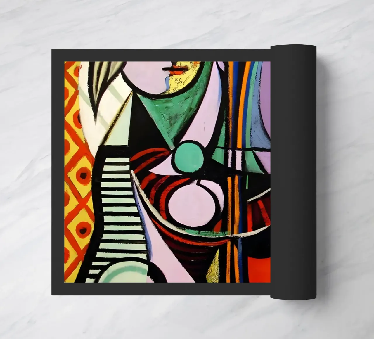 Femme devant le miroir inspirée par Picasso - Portrait cubiste paillasson de homdeco