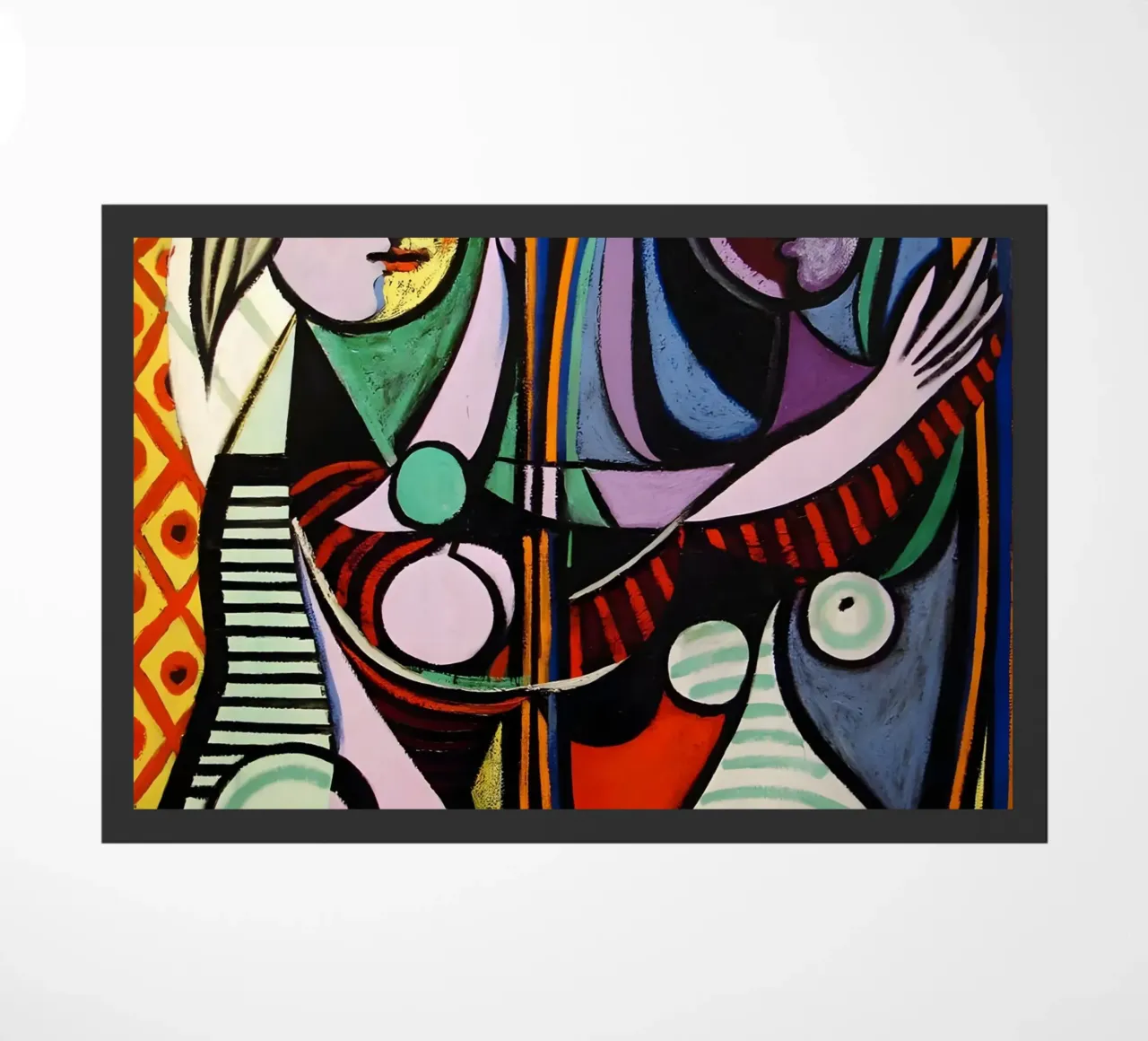 Femme devant le miroir inspirée par Picasso - Portrait cubiste paillasson de homdeco