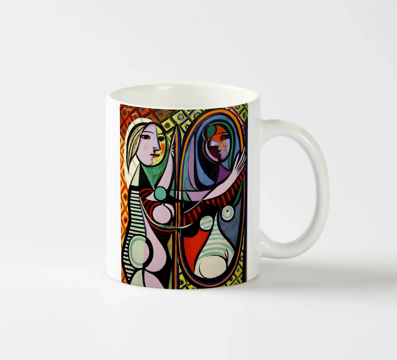 Donna davanti allo specchio - Ritratto cubista ispirato a Picasso tazza in ceramica da homdeco
