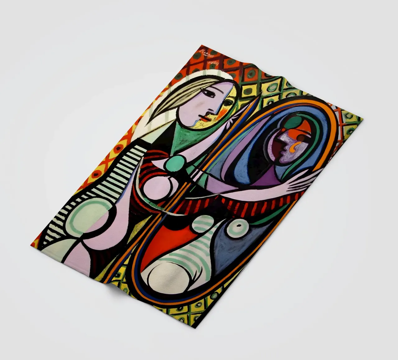 Donna davanti allo specchio - Ritratto cubista ispirato a Picasso coperta in pile da homdeco