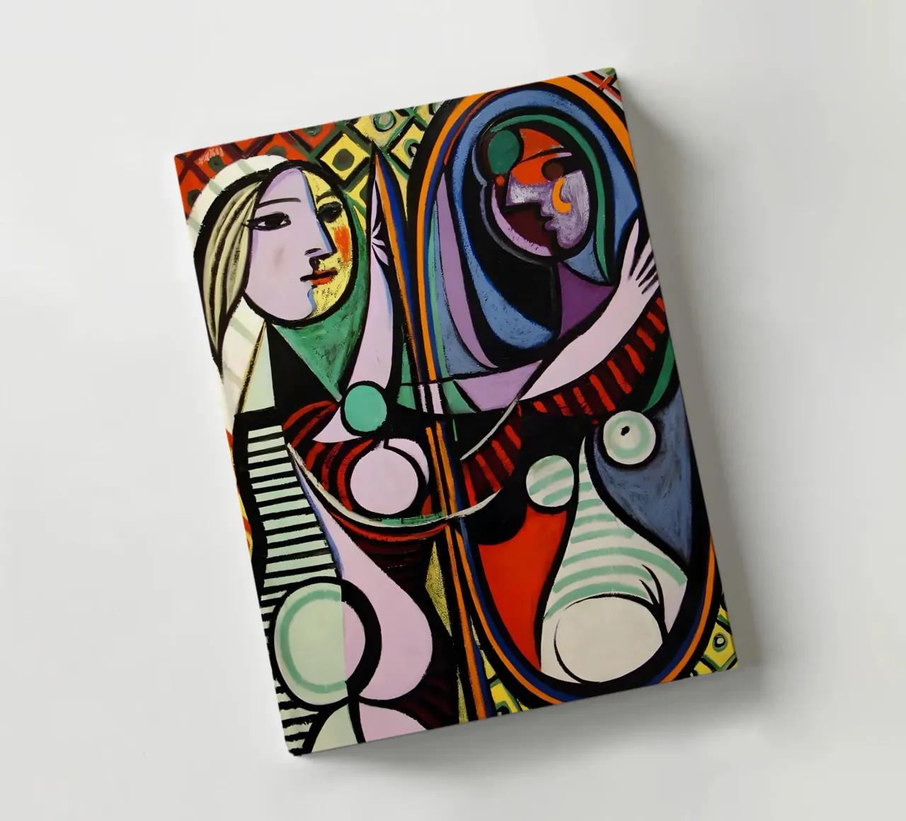 Femme devant le miroir inspirée par Picasso - Portrait cubiste carnet de notes de homdeco
