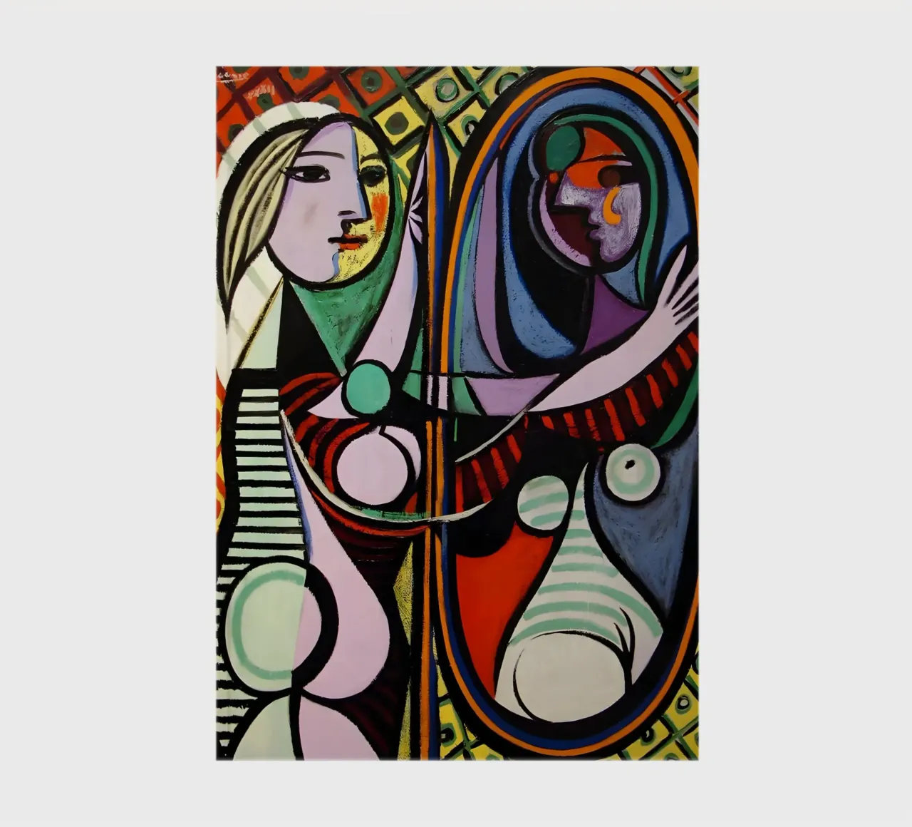 Femme devant le miroir inspirée par Picasso - Portrait cubiste carnet de notes de homdeco