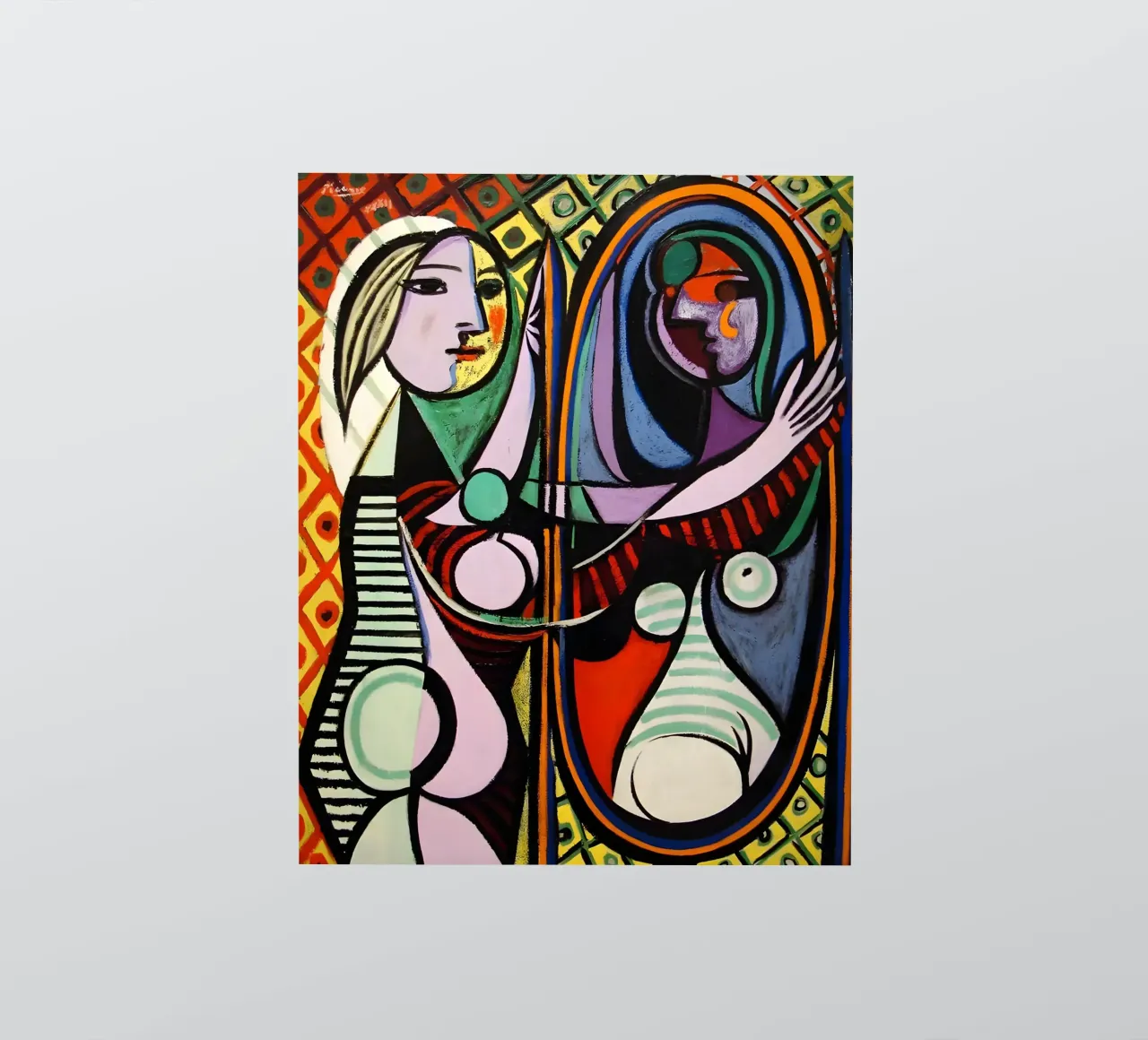 Femme devant le miroir inspirée par Picasso - Portrait cubiste autocollant de homdeco