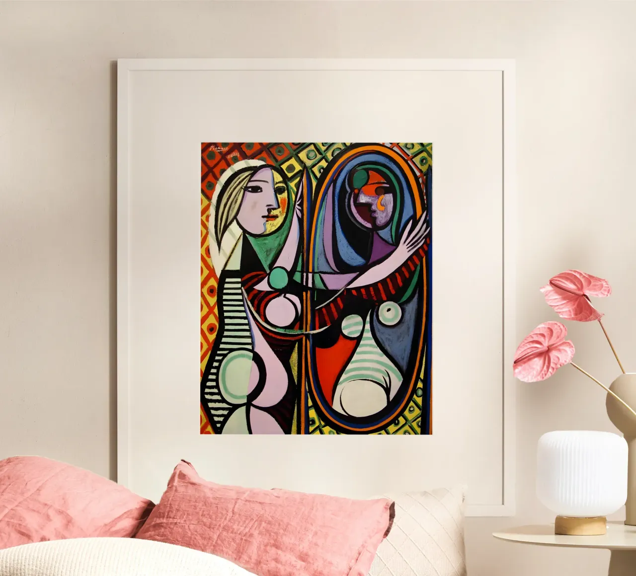 Femme devant le miroir inspirée par Picasso - Portrait cubiste hahnemühle de homdeco