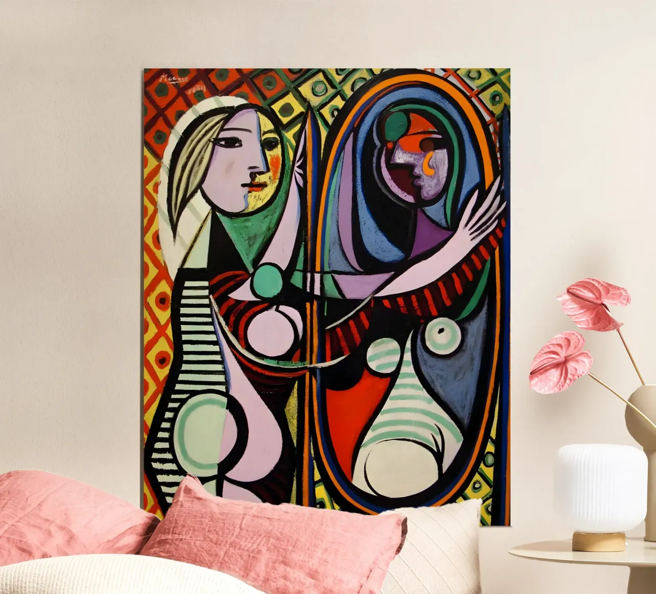 Femme devant le miroir inspirée par Picasso - Portrait cubiste hahnemühle de homdeco