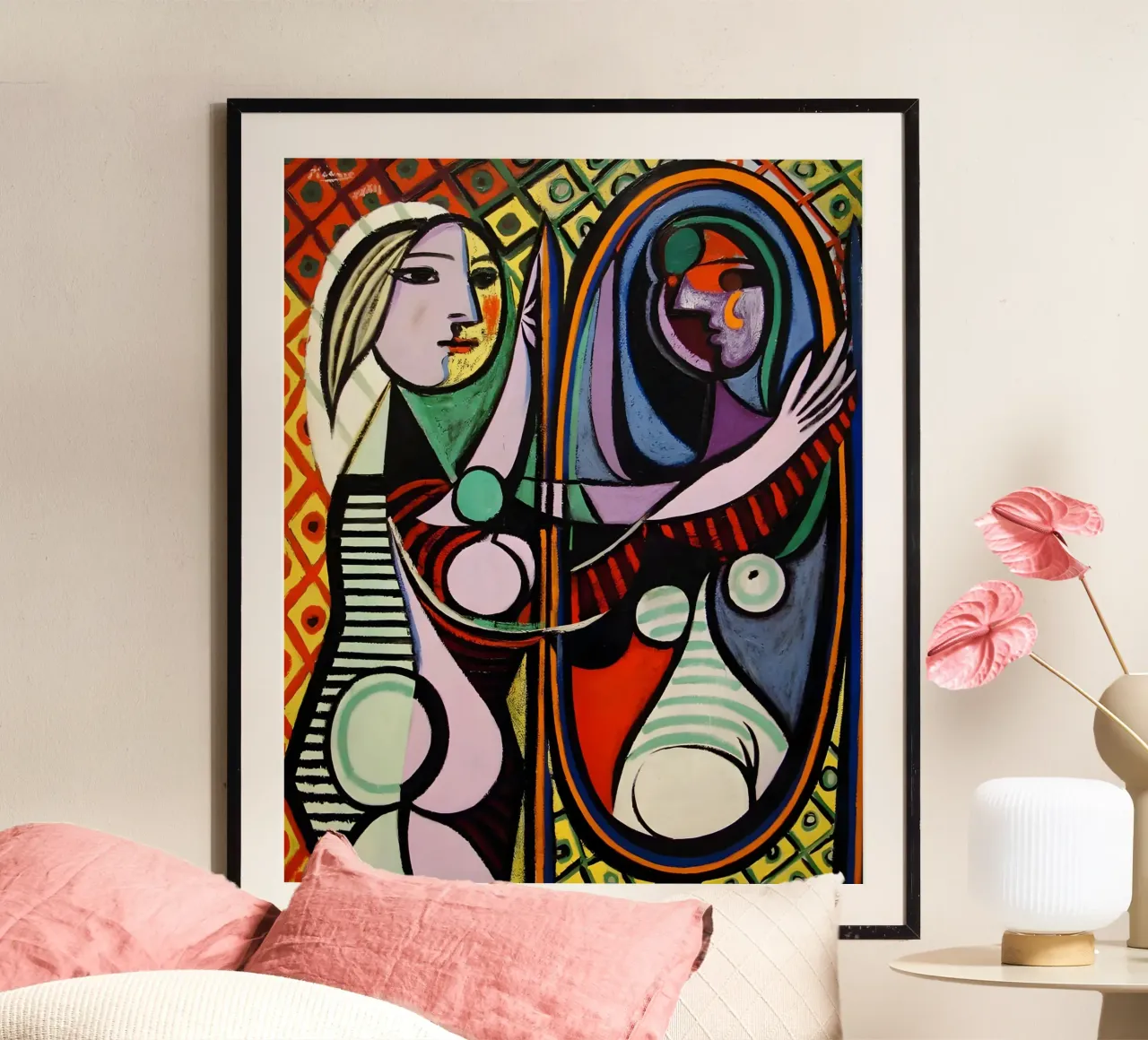 Femme devant le miroir inspirée par Picasso - Portrait cubiste hahnemühle de homdeco